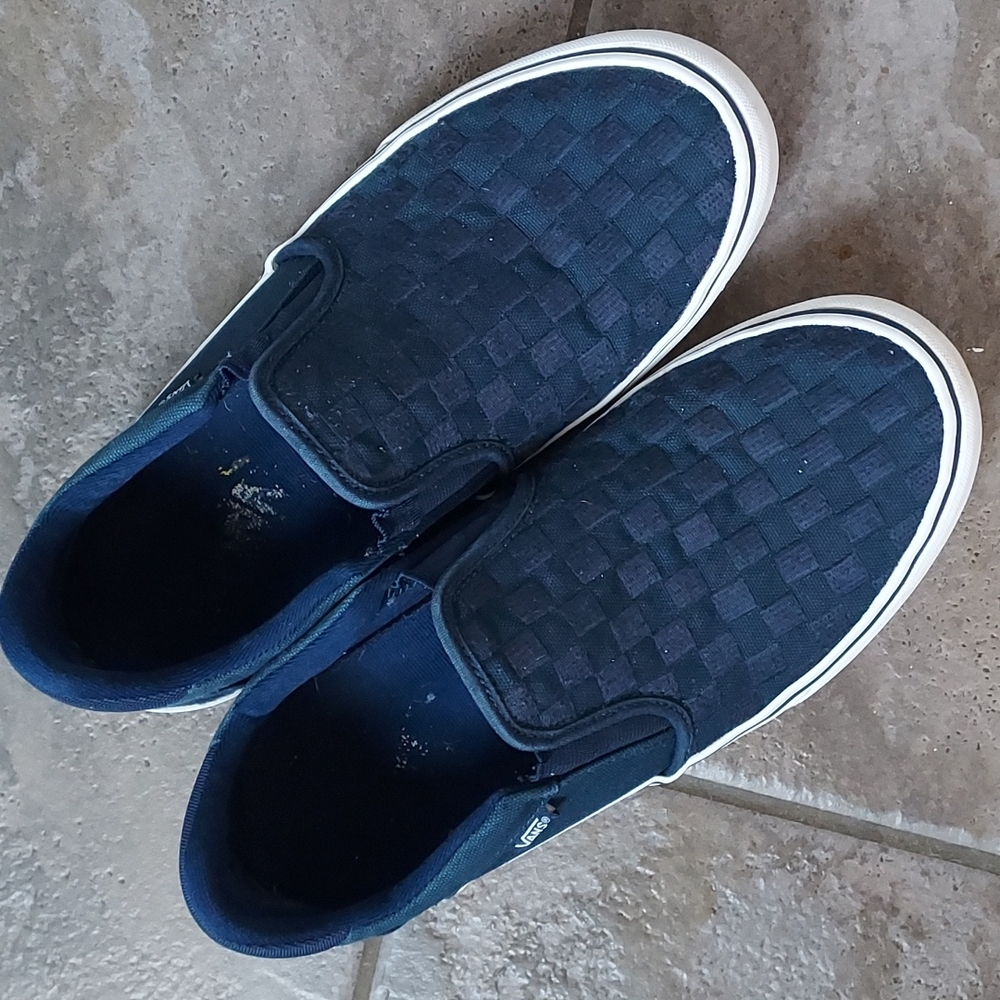 VANS Navy Checkerboard Slip On Sneakers